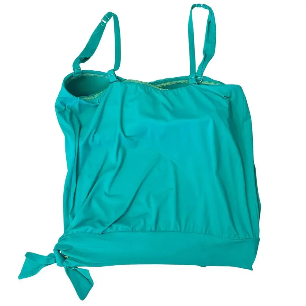 Coco Reef Bra Sized Side Tie Tankini Swim Top Turquoise Size 38C